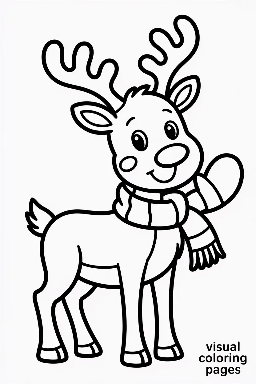 reindeer with scarf and mittens