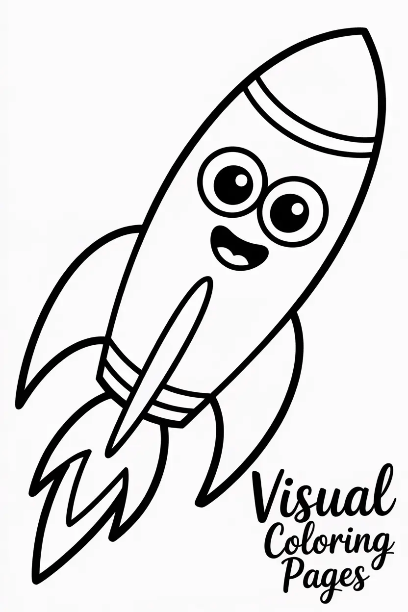 rocket with big cartoon eyes looking excited