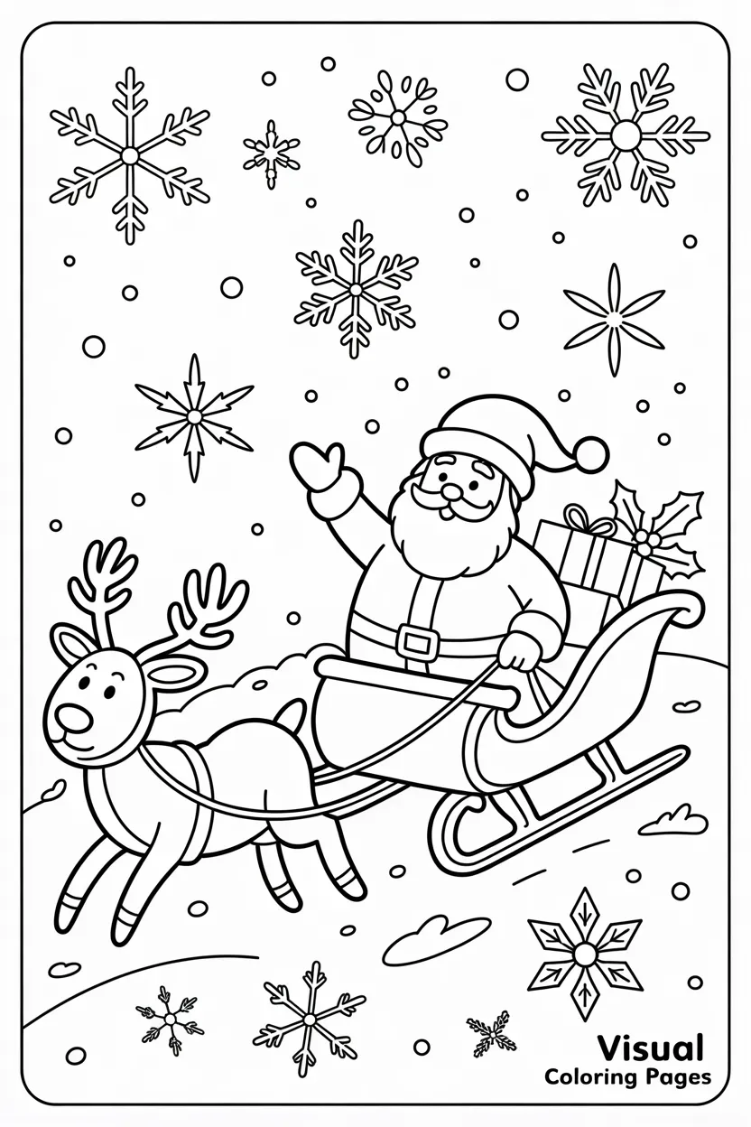 rudolph pulling santa s sleigh coloring sheet for kids