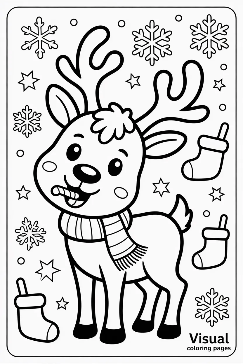 rudolph wearing a santa hat while walking in the snow