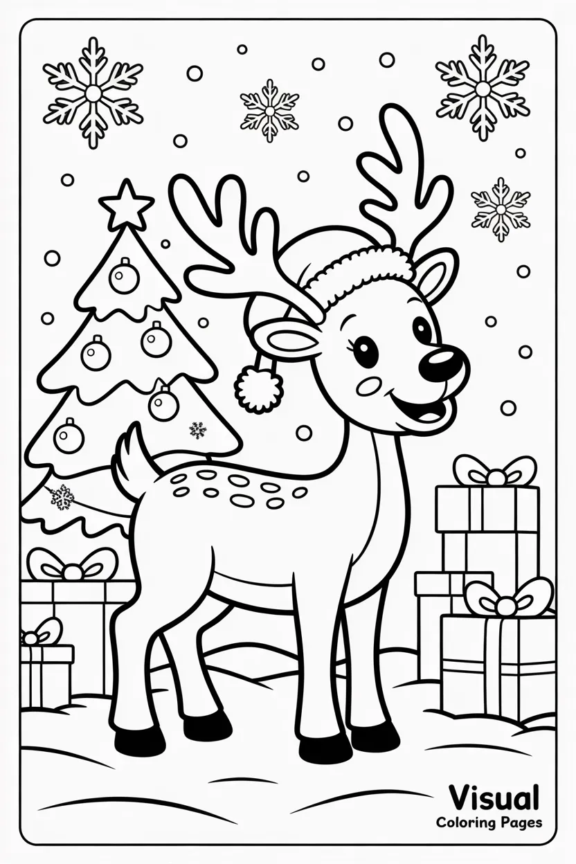 rudolph wearing collar with bells coloring sheet