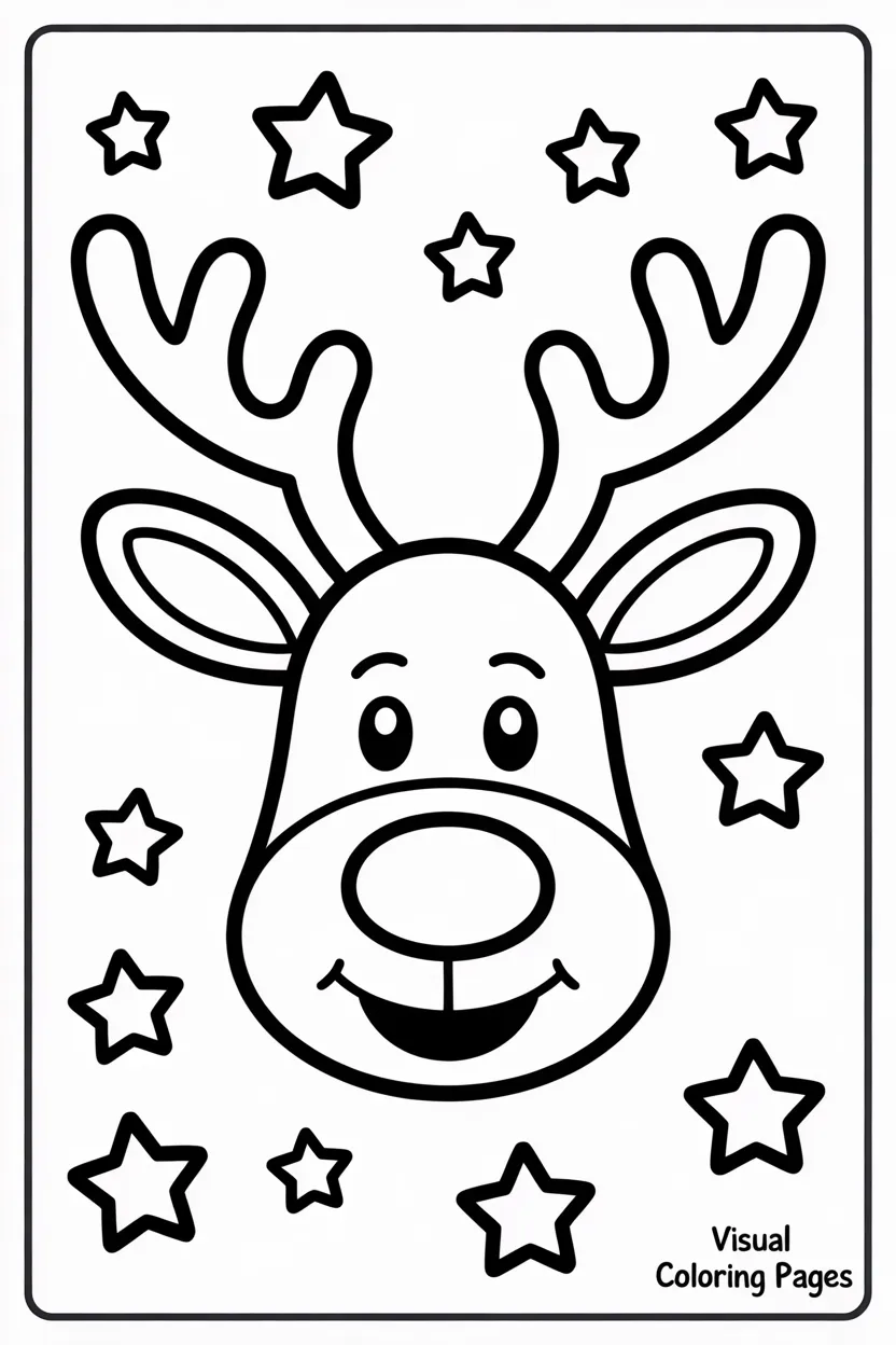 rudolph with bells over his head coloring sheet