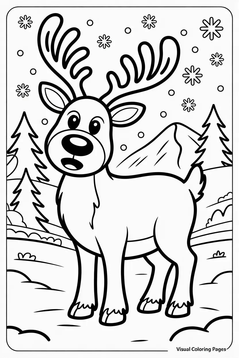 rudolph with huge antlers and spotted body