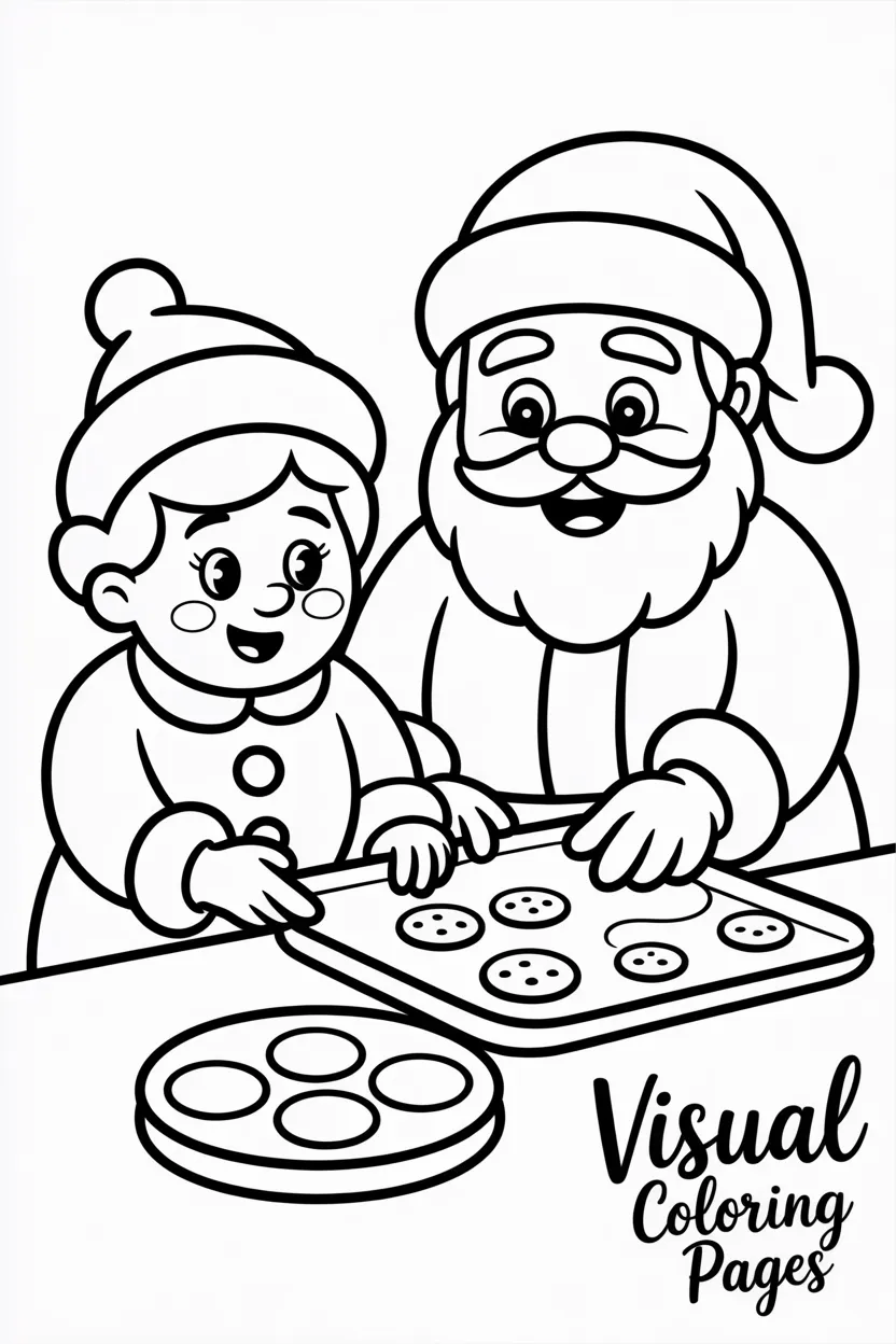 santa and mrs. claus baking cookies together