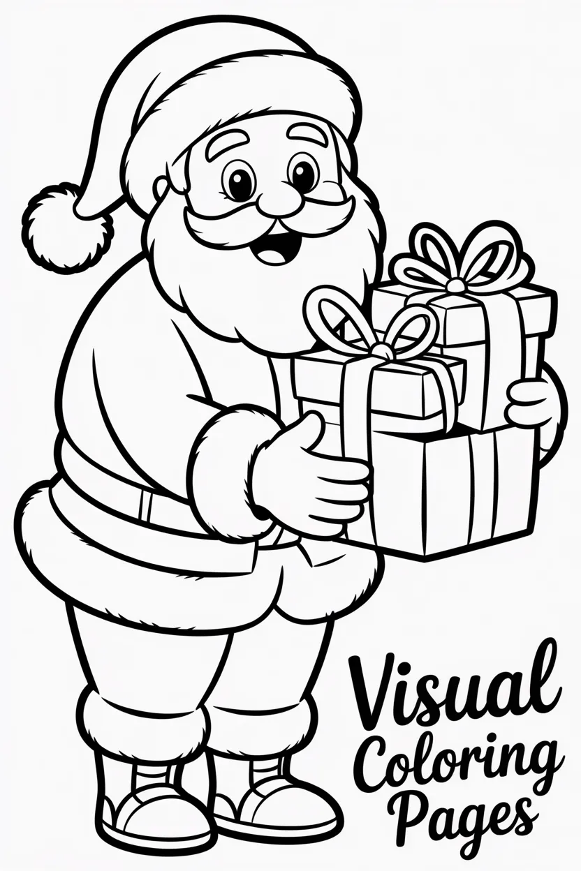 santa giving gifts to children