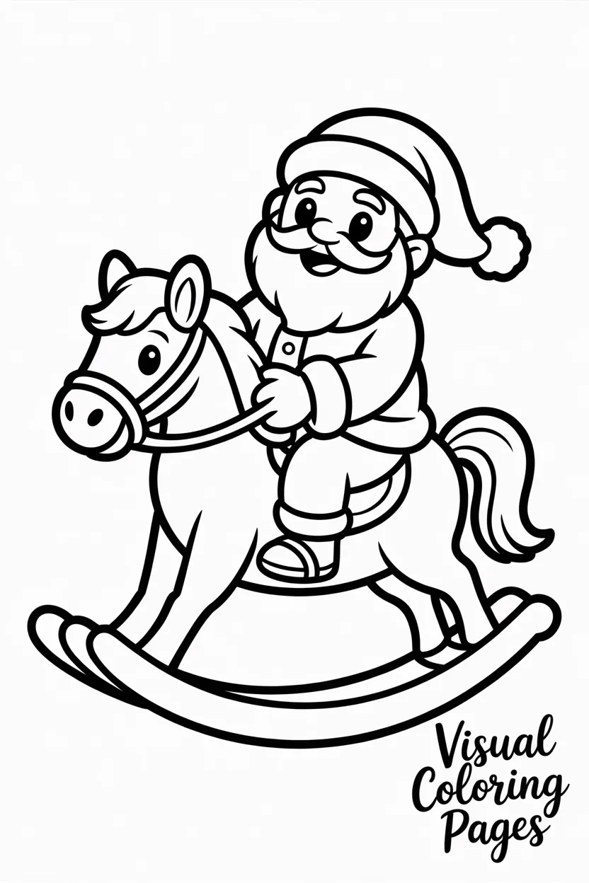 santa riding on a rocking horse
