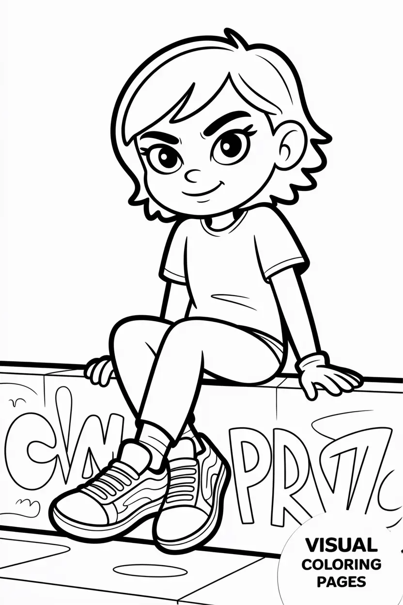 sassy baddie sitting on graffiti wall wearing sneakers