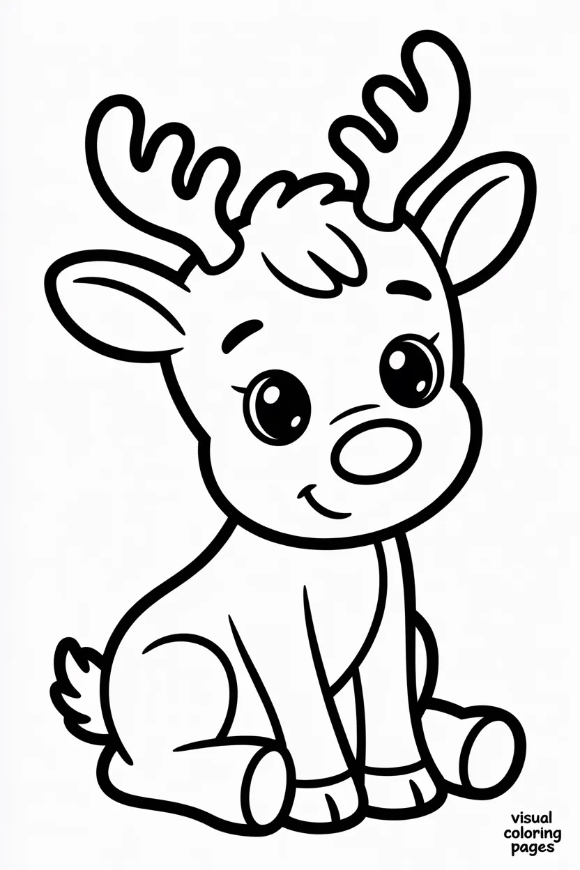 shy reindeer sitting down with legs tucked