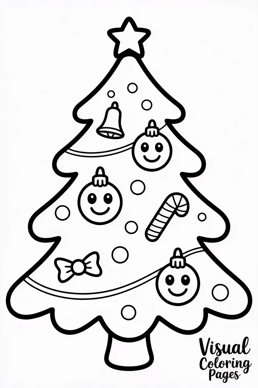 simple christmas tree with only baubles and stars