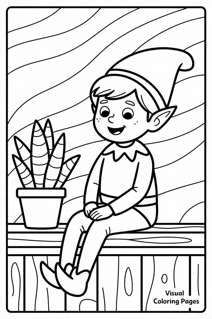 simple elf on the shelf coloring sheet for kids