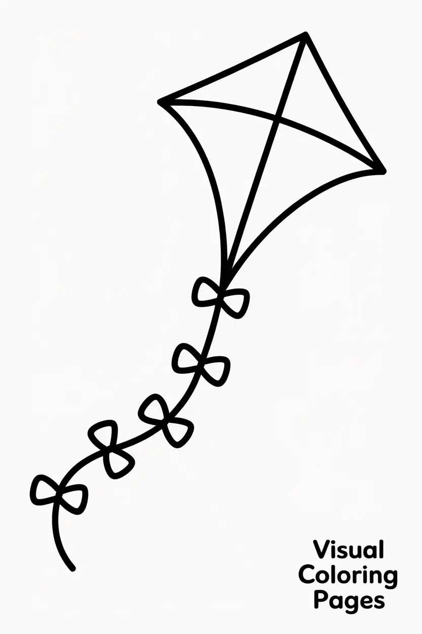 simple kite with a string and bow ties flying in the sky