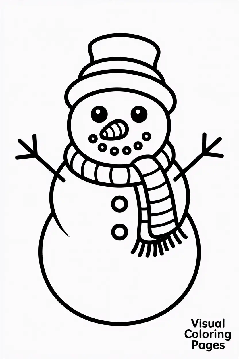 simple snowman with a scarf and carrot nose
