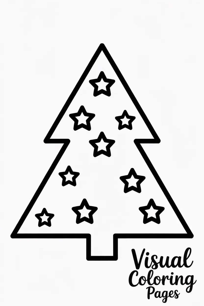 simple triangular christmas tree outline filled with stars