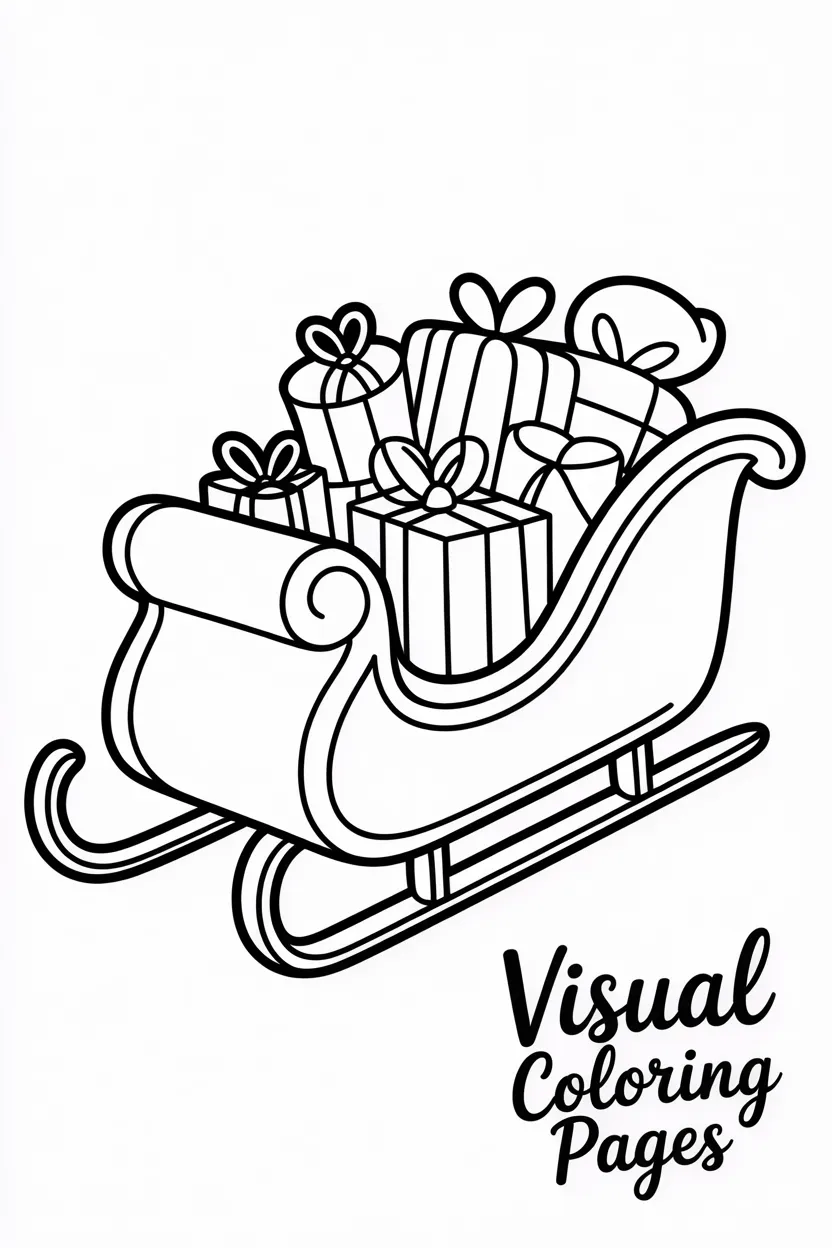 sleigh full of wrapped gifts