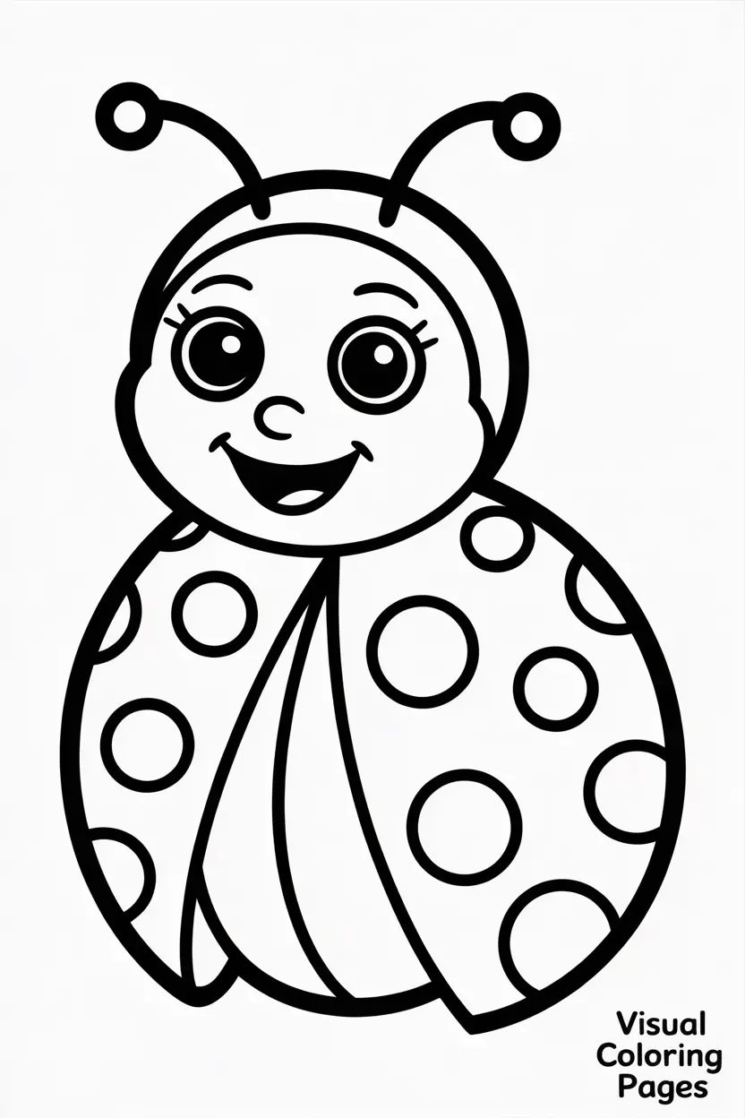 smiling ladybug with polka dot wings