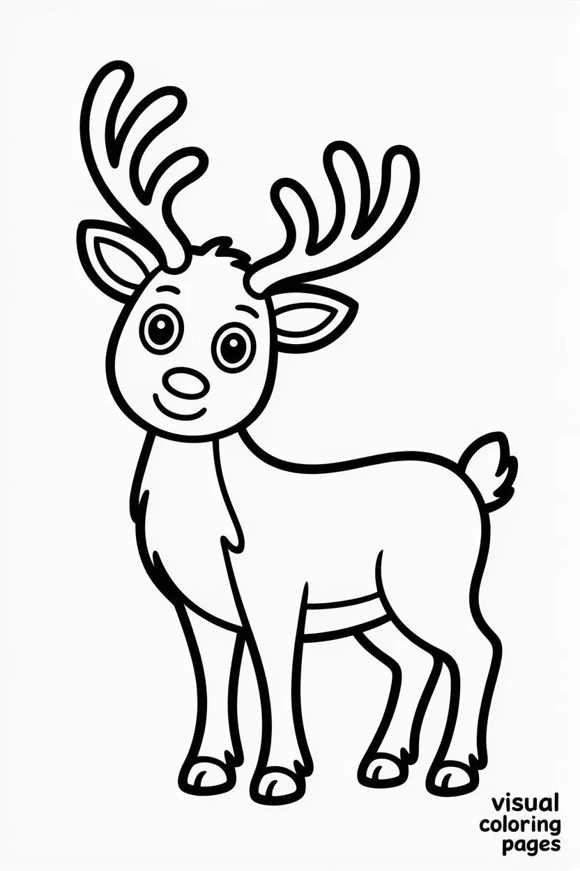 smiling reindeer waving its hoof