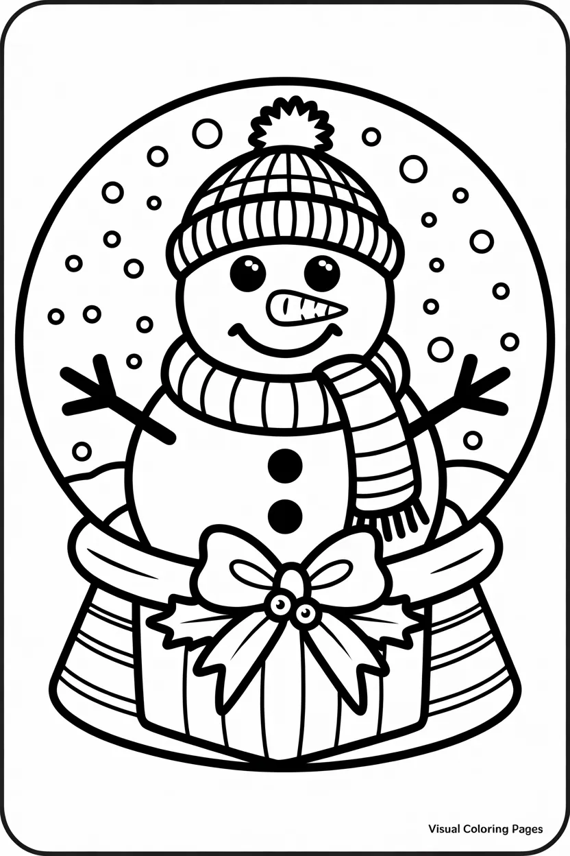 snow globe with snowman inside to color