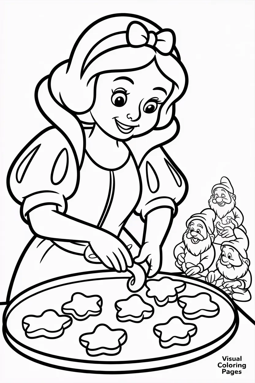 snow white baking christmas cookies with the seven dwarfs helping