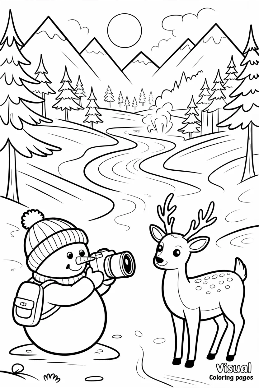 snowman exploring nature and photographing wildlife