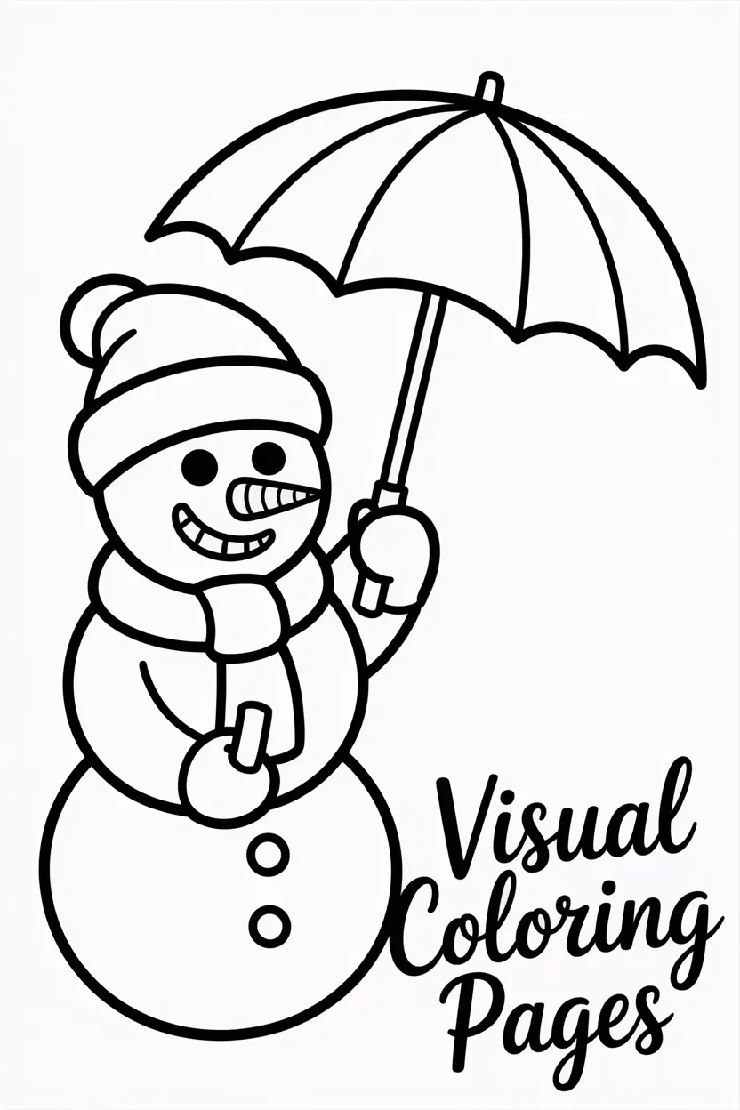 snowman holding a candy cane umbrella