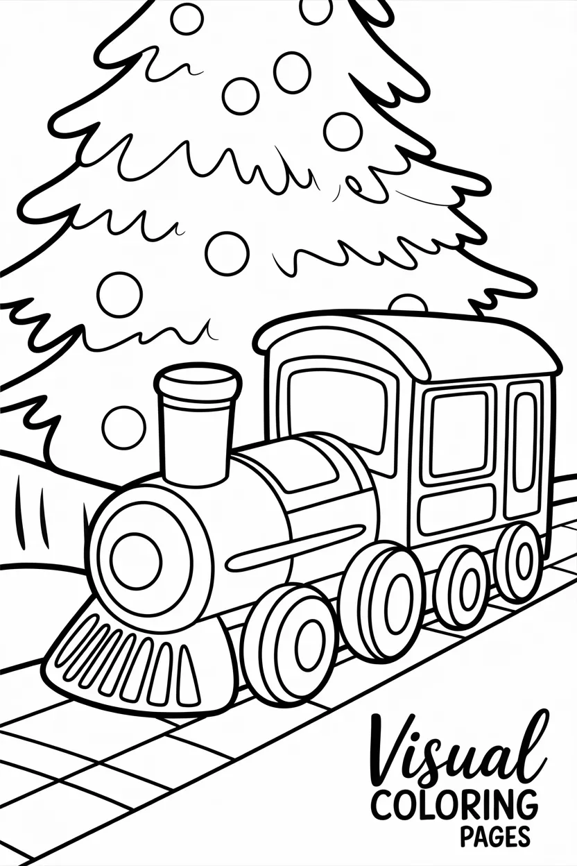 toy train under the christmas tree