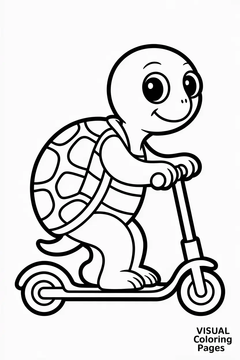 turtle riding a scooter with a backpack kids