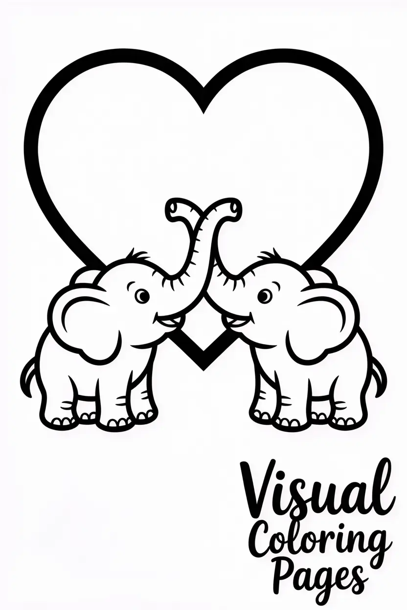 two elephants forming a heart with their trunks