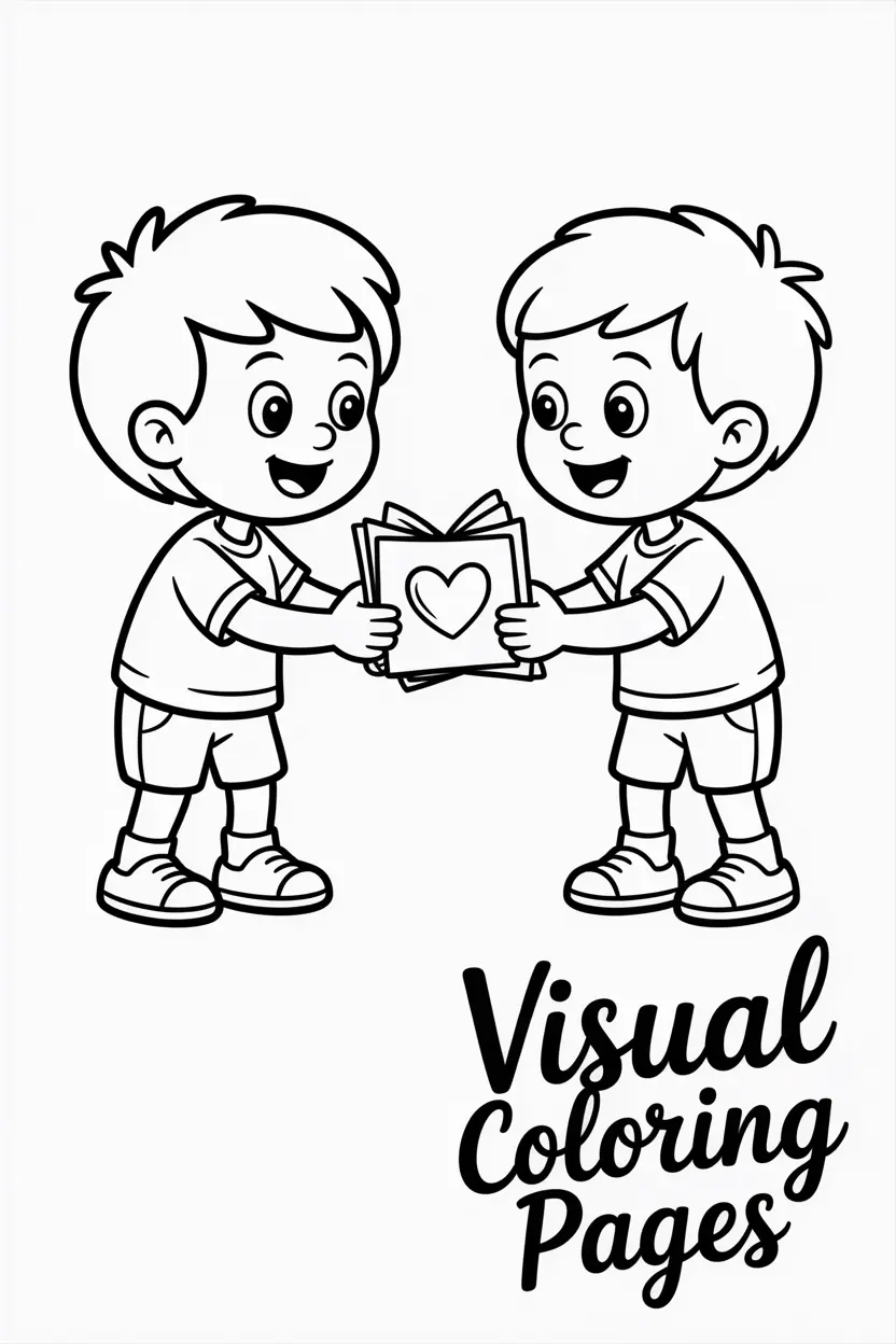 two kids exchanging valentines cards