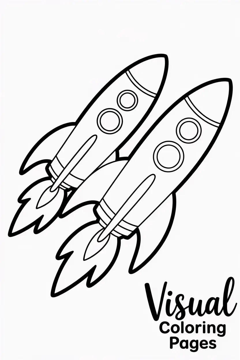 two rockets racing together in space like friends