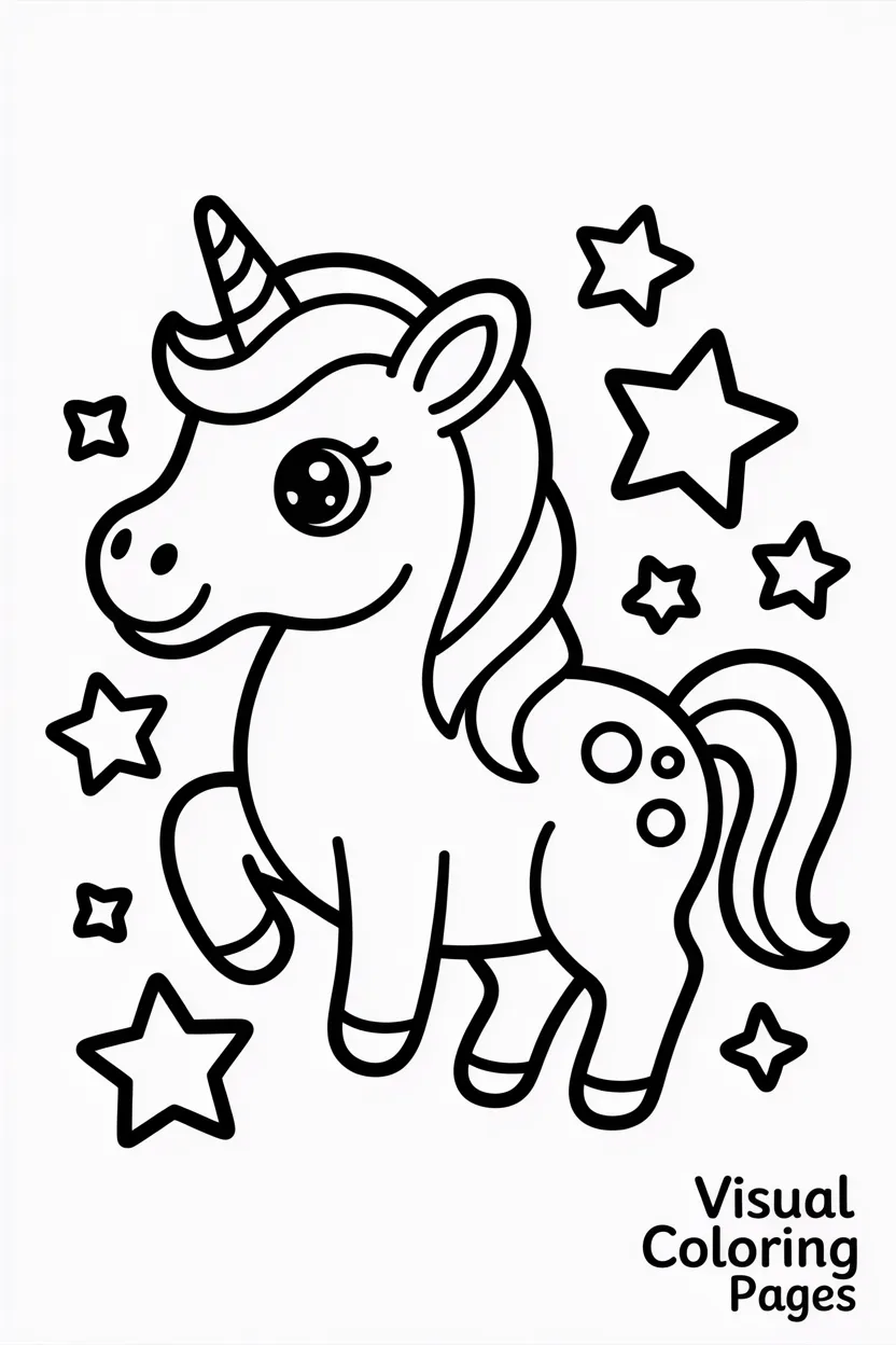 unicorn with a candy cane horn surrounded by stars