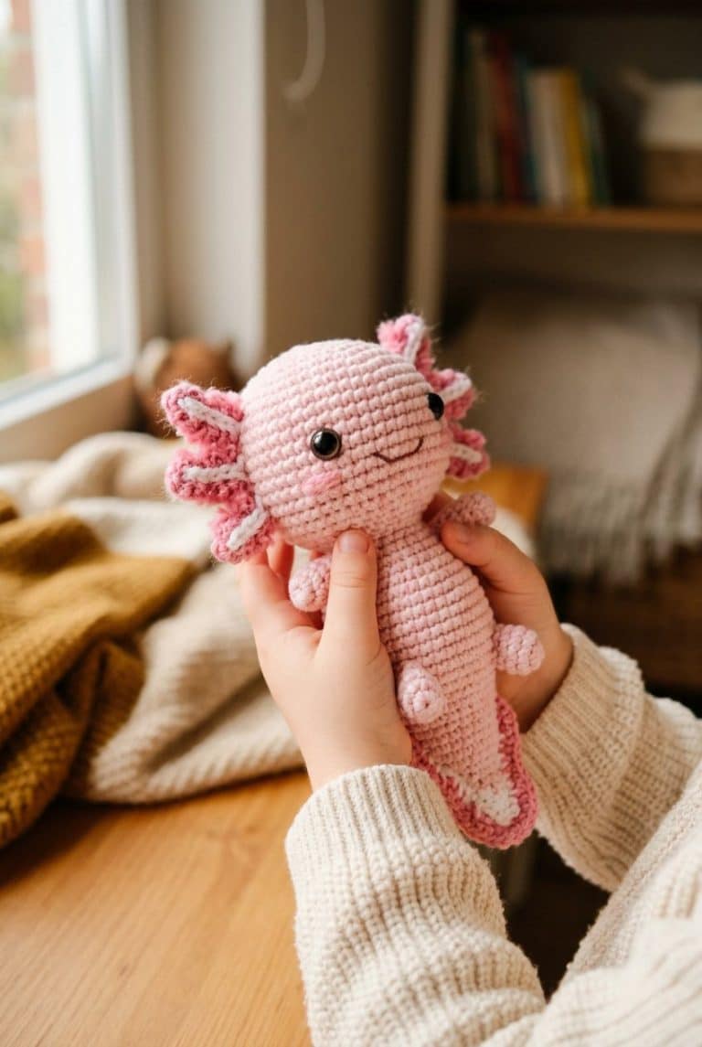 cute handmade crocheted axolotl amigurumi