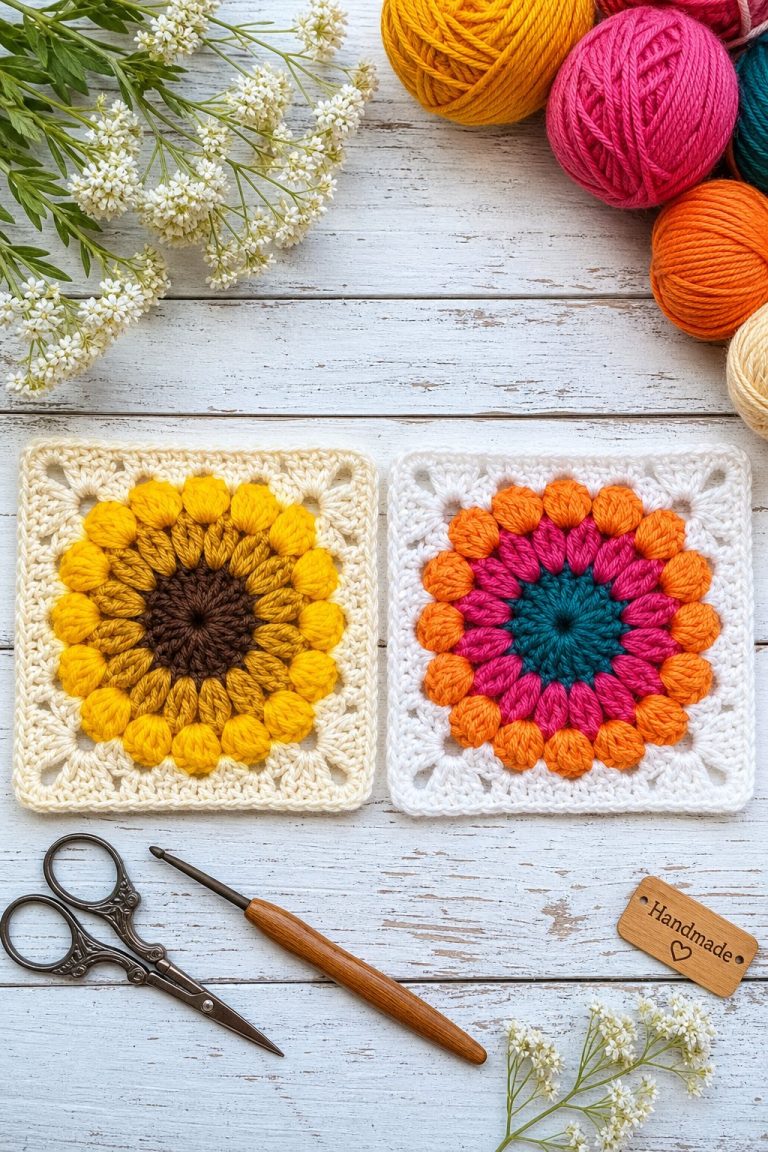 Free Sunburst Granny Square Crochet Pattern For Beginners
