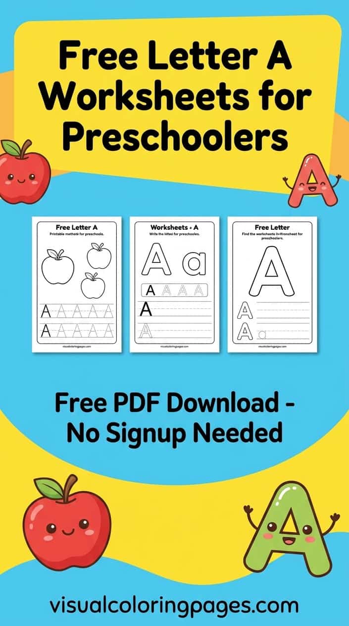 Free Uppercase and Lowercase Letter A Worksheets for Preschoolers (PDF Printable)