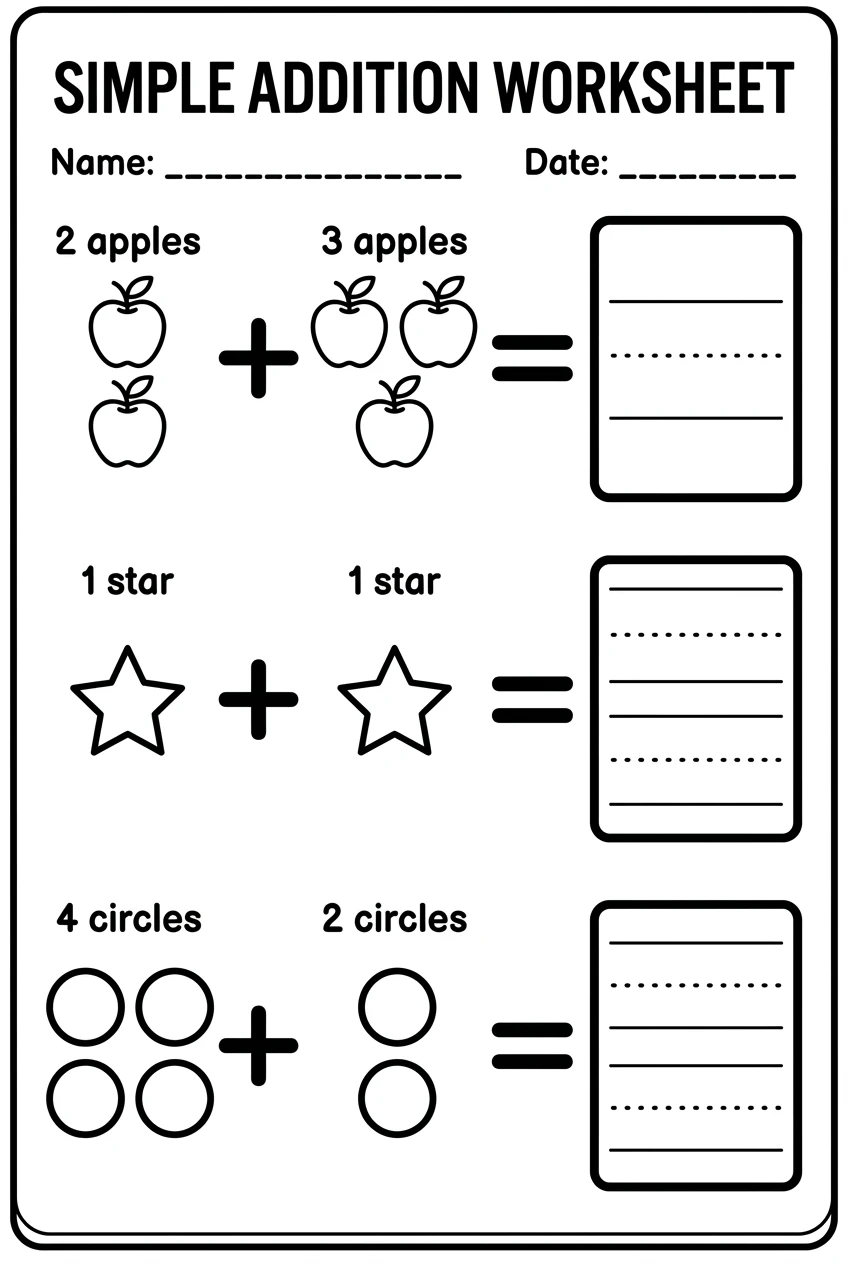 Free Simple Addition With Pictures Worksheets