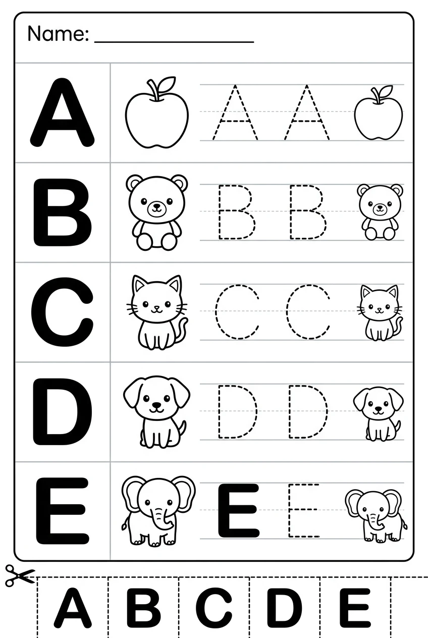 Uppercase Letter Cut and Paste Matching Activity