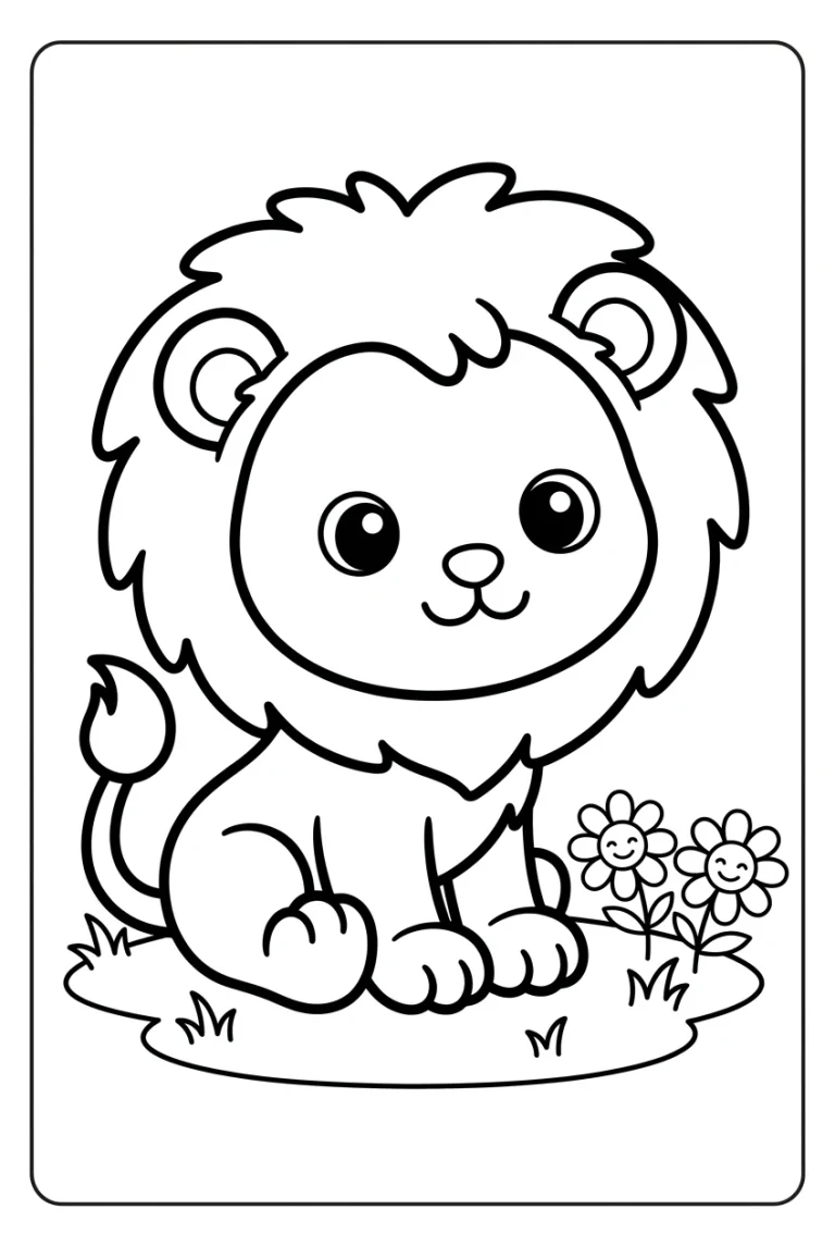 Cute Baby Lion Cub Coloring Page