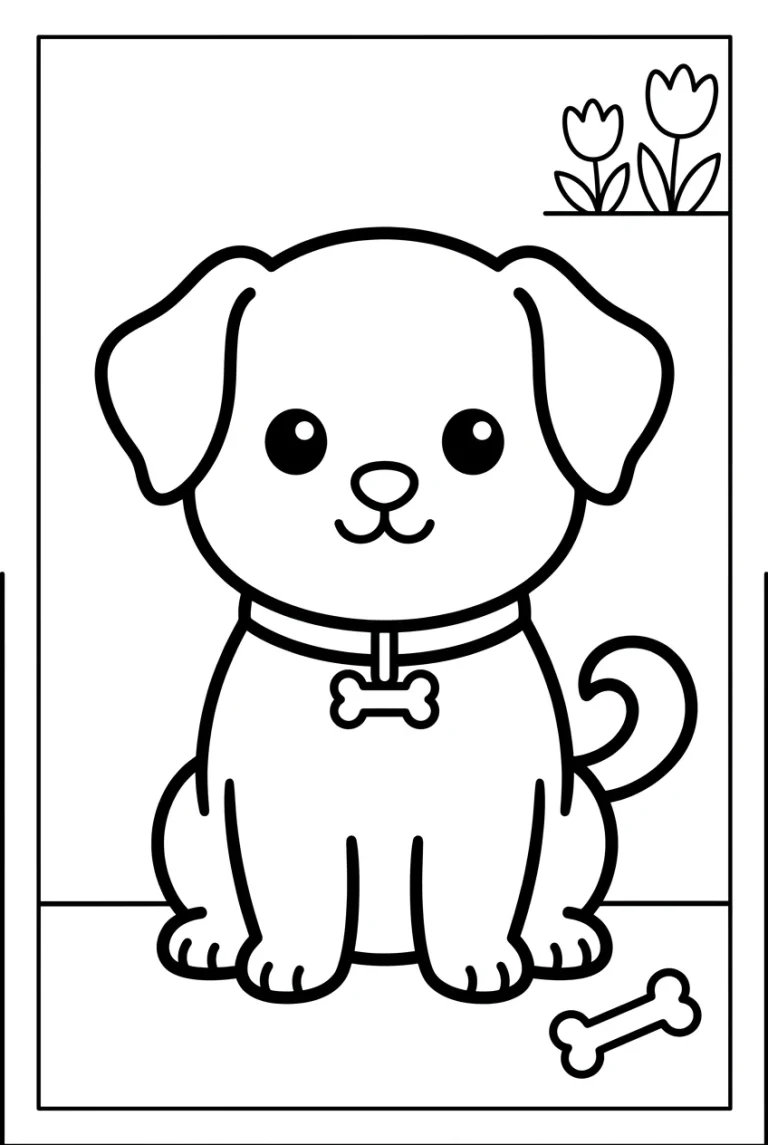 Cute Puppy Dog Coloring Page for Toddlers