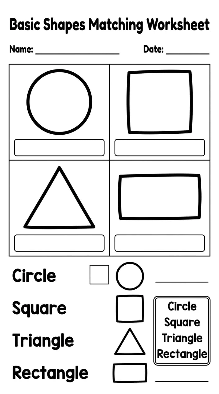 Circle, Square, Triangle and Rectangle Shape Identification