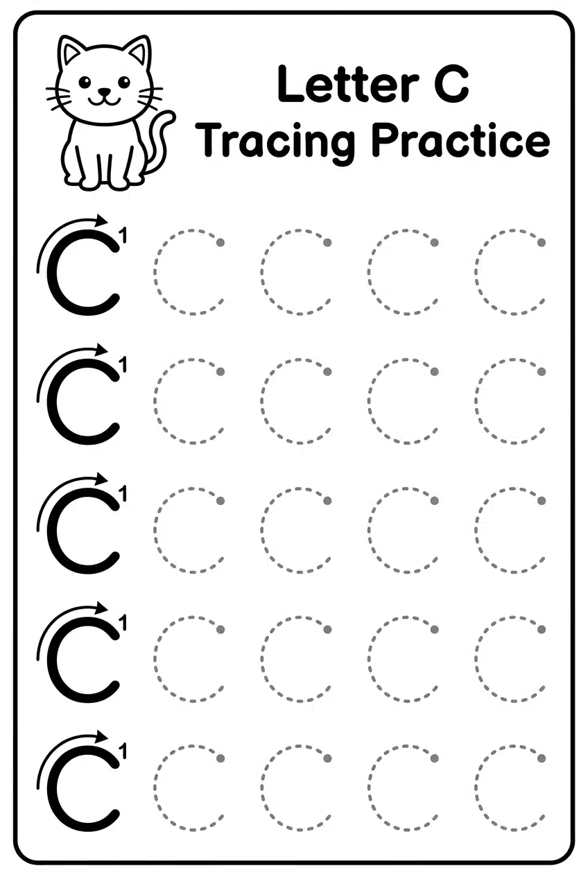Free Uppercase and Lowercase Letter C Worksheets Printable worksheet 1