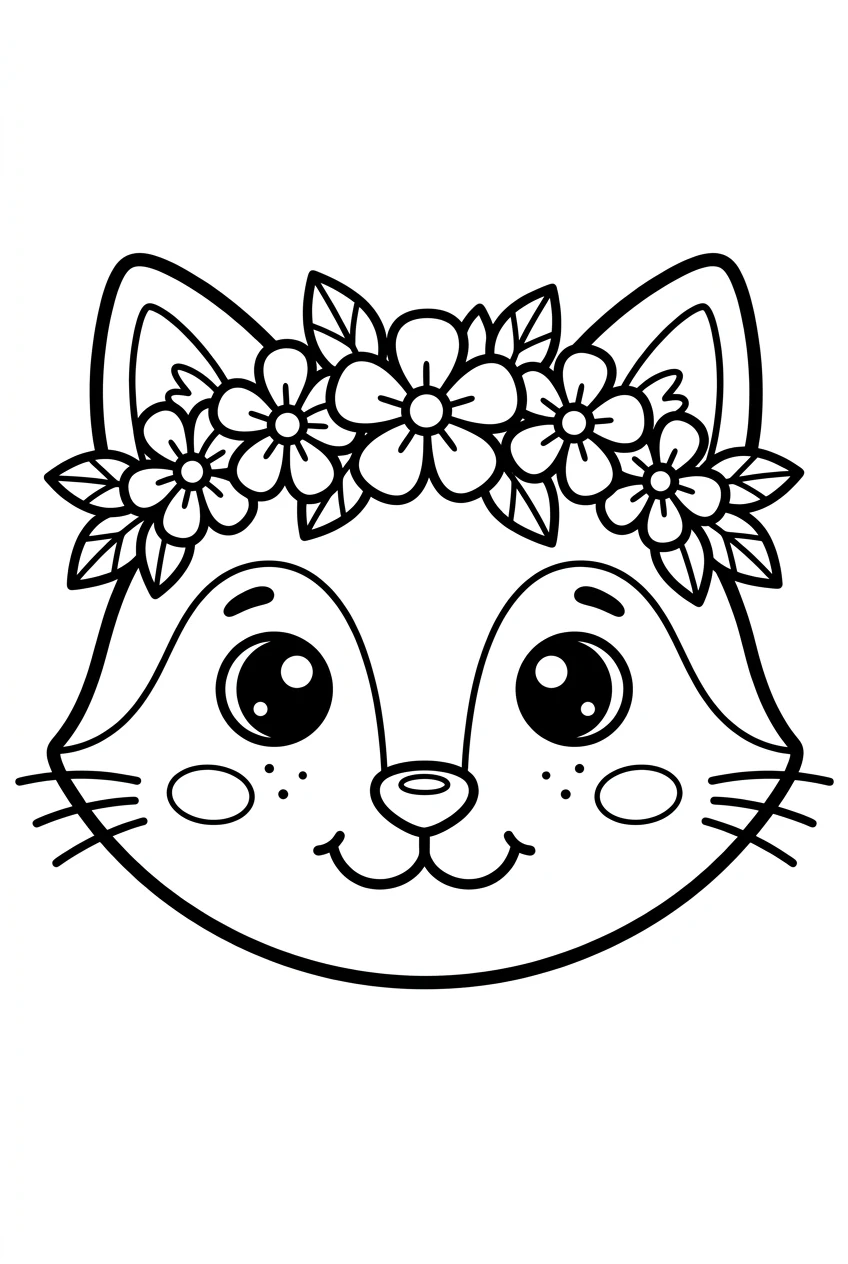 Fox Wearing a Flower Crown Coloring Page
