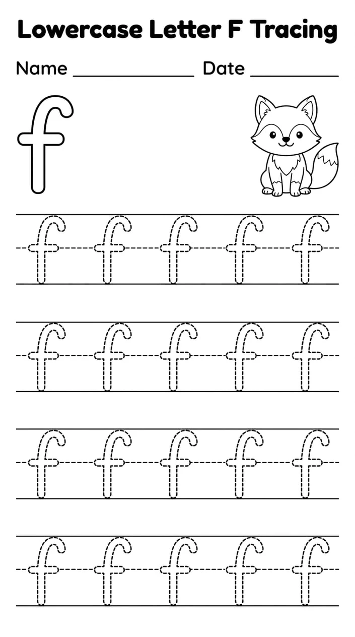 Lowercase Letter F Tracing Worksheet