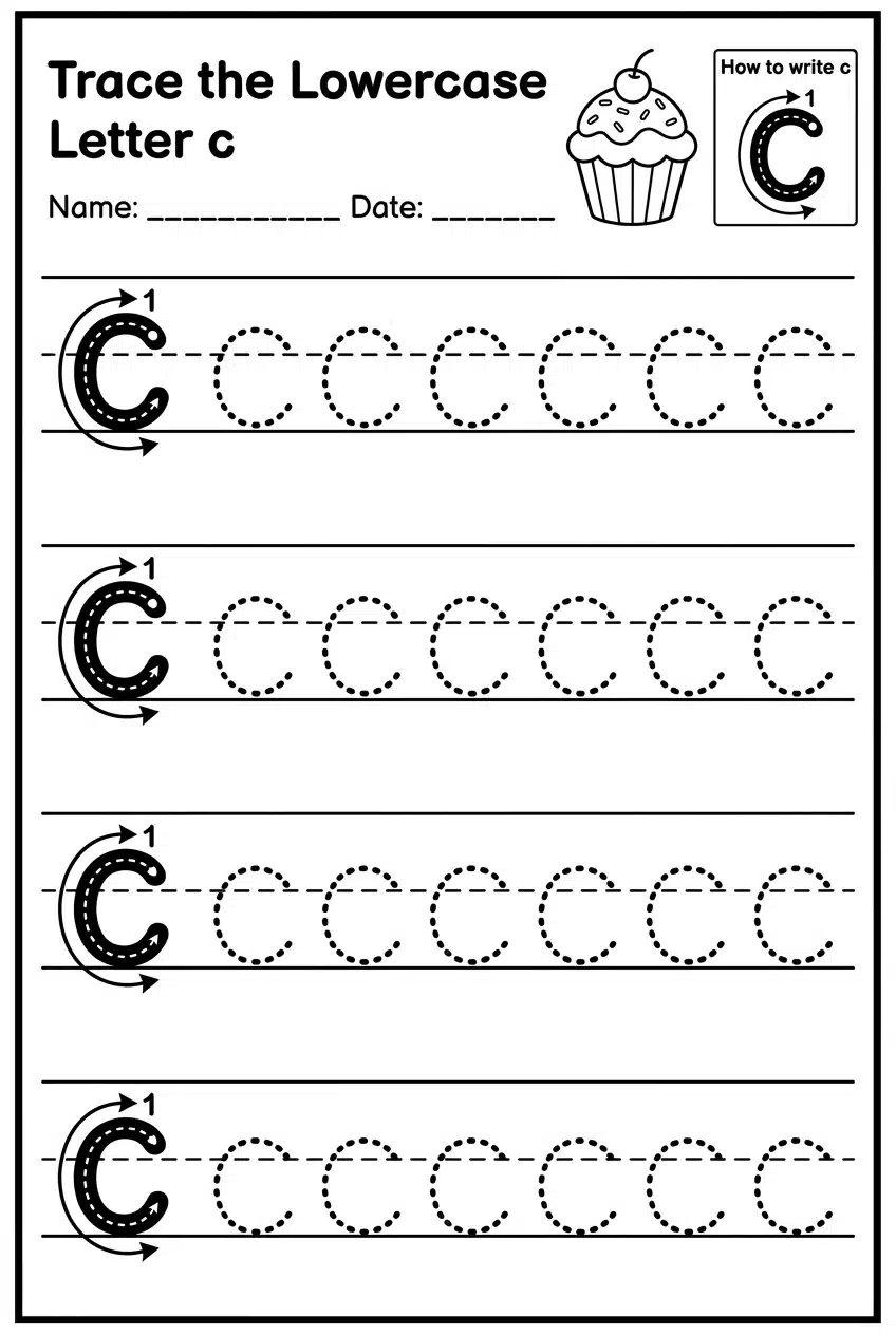 Free Uppercase and Lowercase Letter C Worksheets Printable worksheet 2