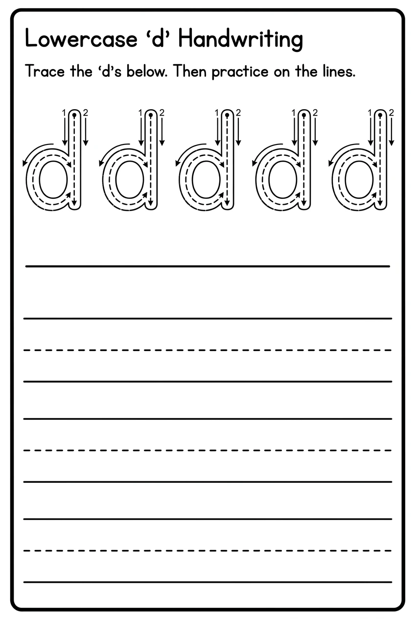 Free Uppercase and Lowercase Letter D Worksheets PDF worksheet 2