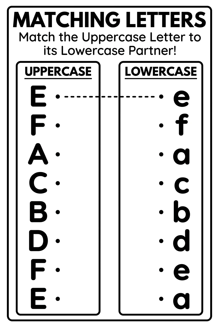 Free Letter E Matching Worksheet