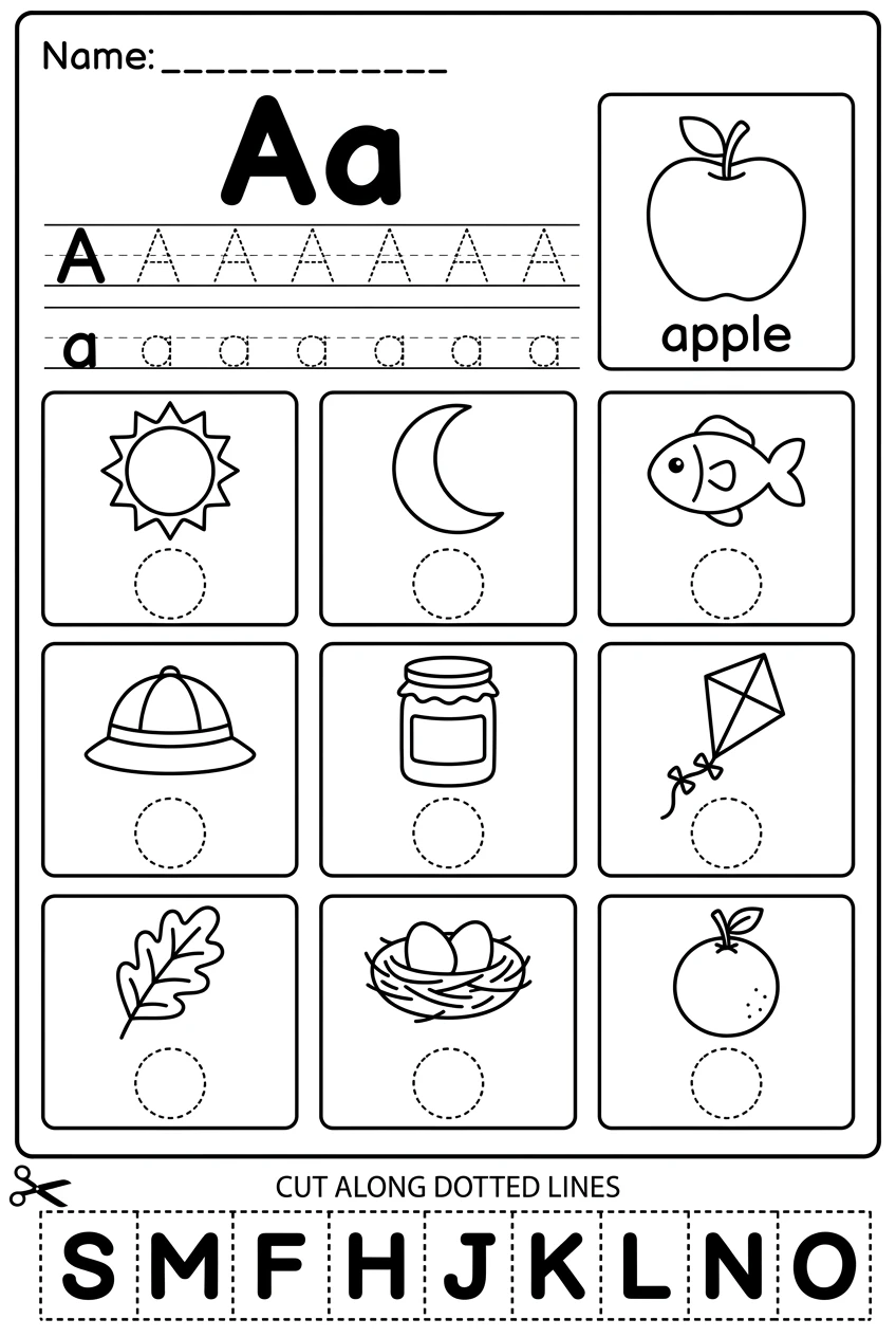 Beginning Sound Cut and Paste Alphabet Worksheet
