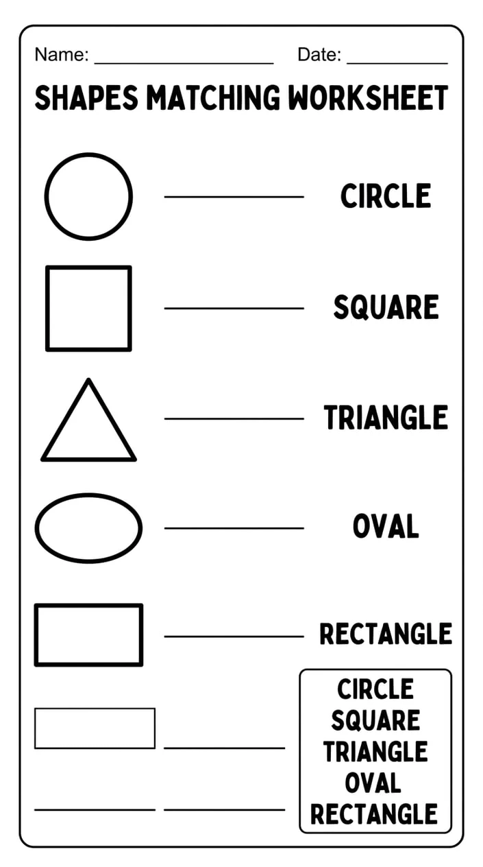 Matching Shapes to Their Names Word Activity