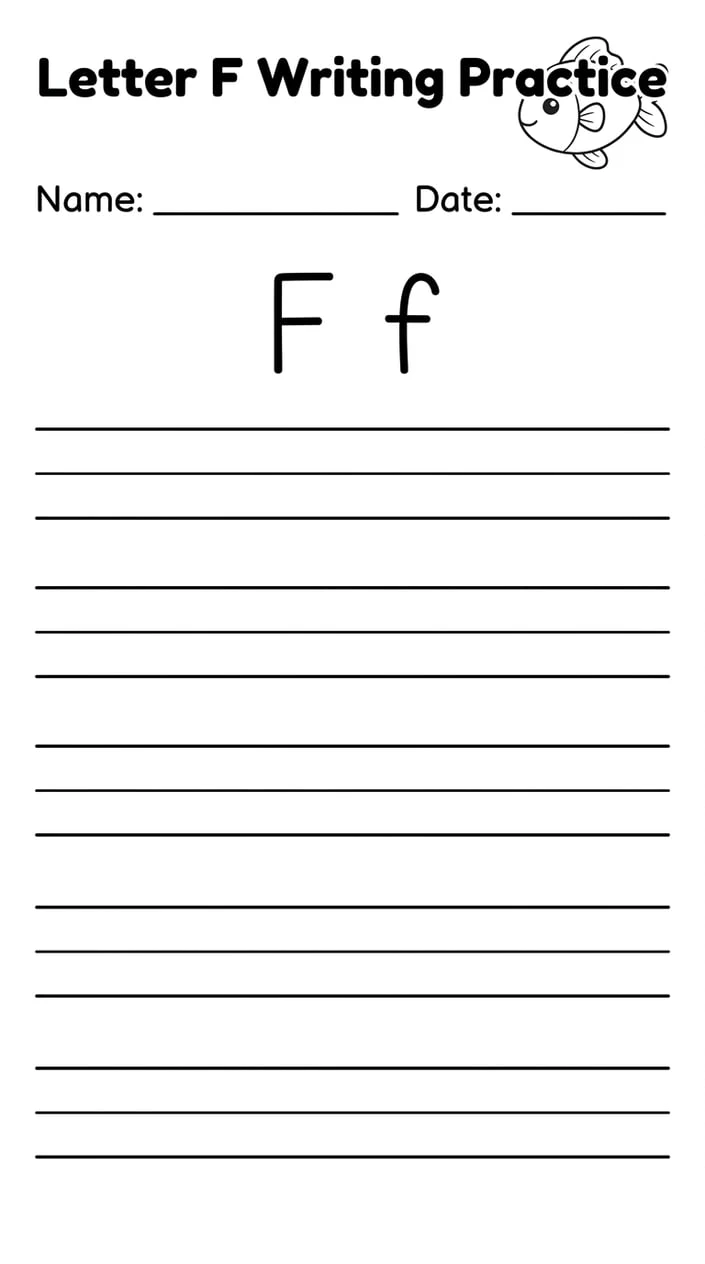 Letter F Writing Practice Worksheet
