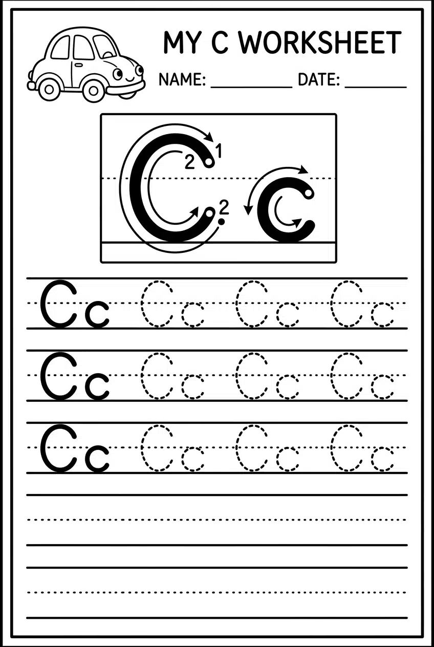 Free Uppercase and Lowercase Letter C Worksheets Printable worksheet 4