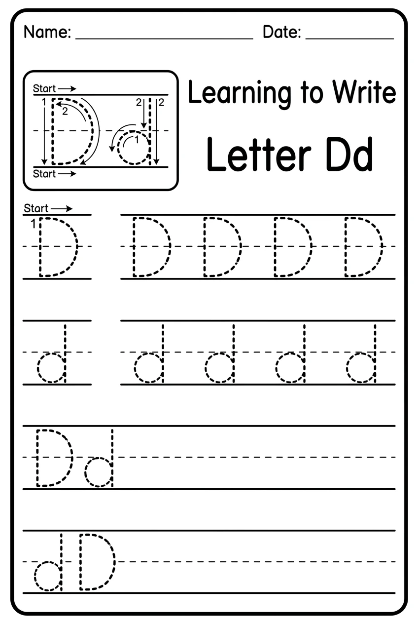 Free Uppercase and Lowercase Letter D Worksheets PDF worksheet 4