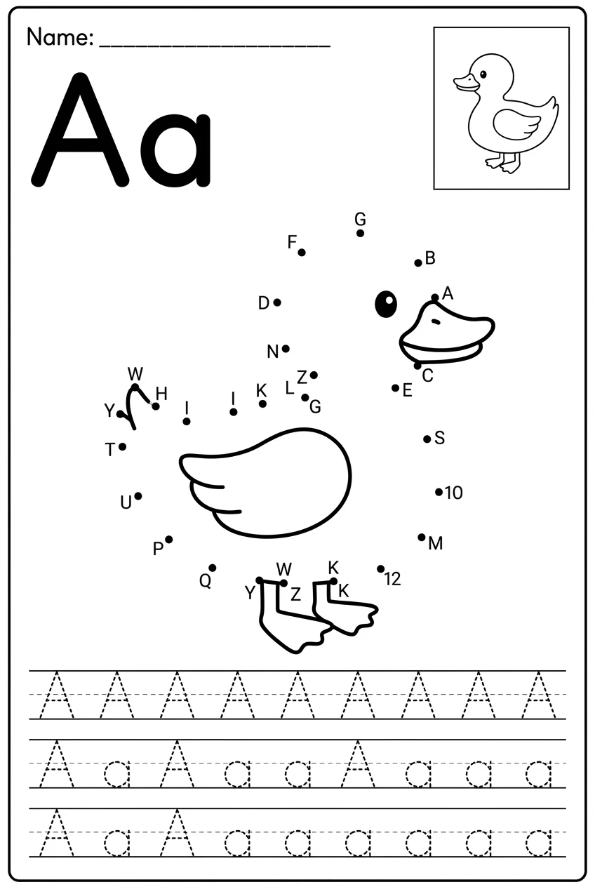 Alphabet Dot-to-Dot Letter Sequence Activity